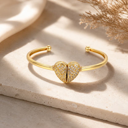 Personalized Angel Wing Heart Photo Cuff Bracelet