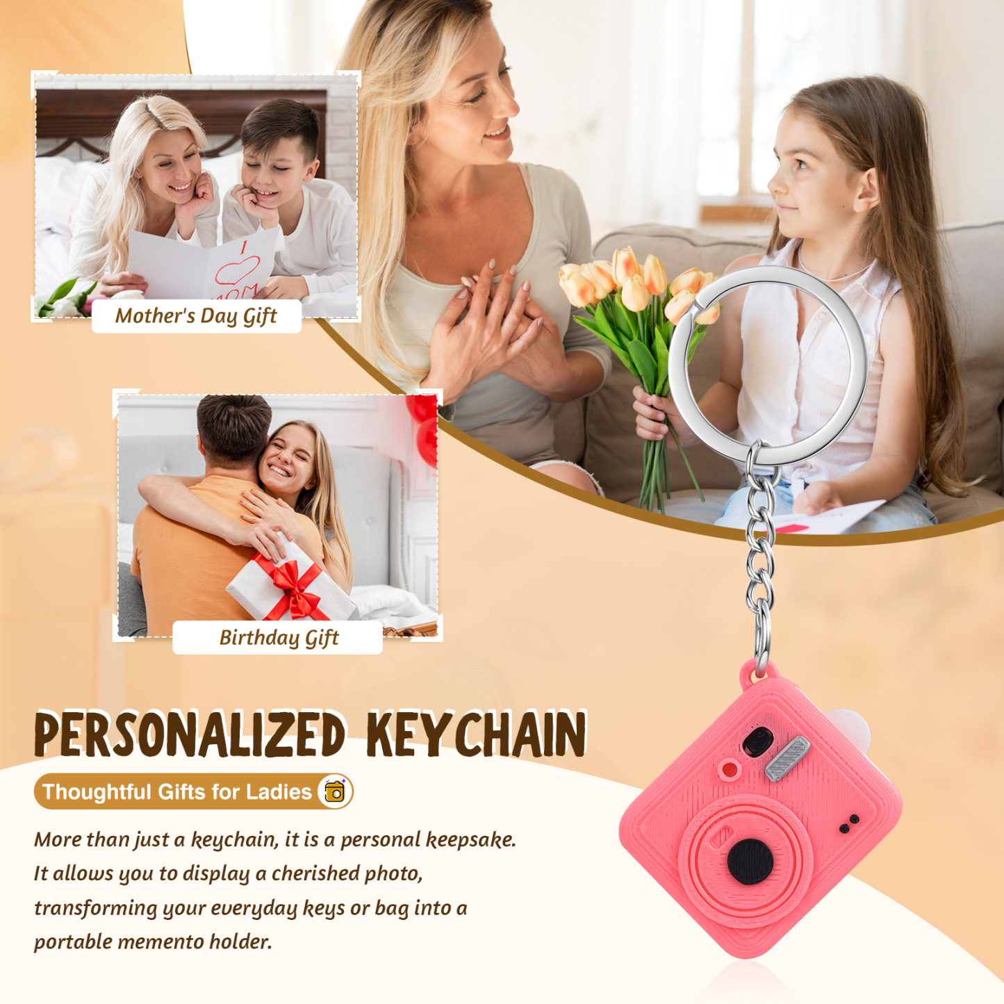 Personalized Mini Camera Keychain Custom With A Pull-Out Photo