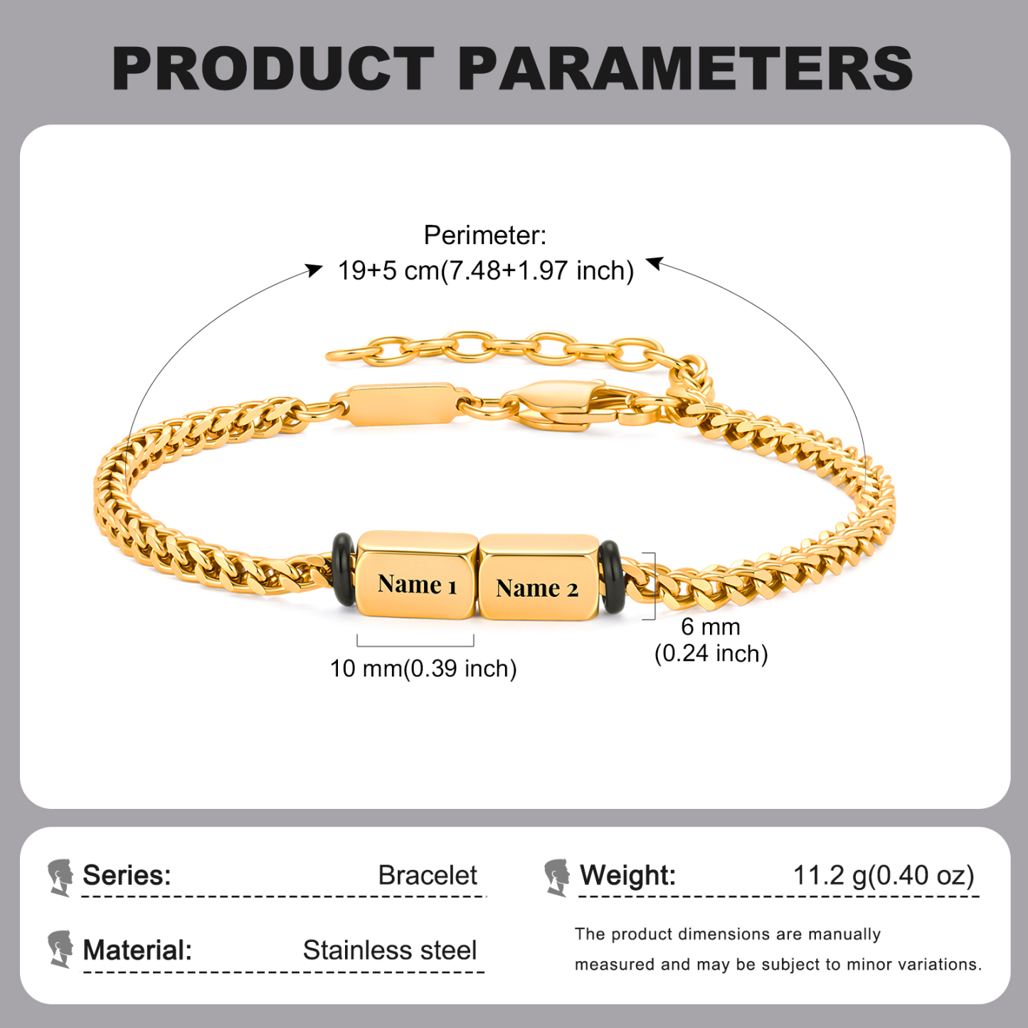 Personalized Men’s Bracelet With 2-5 Names Gold Cuban Link Bracelet Gift For Men