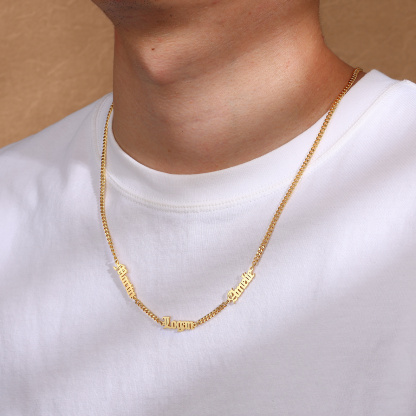 Personalized Gothic Men's Necklace with 1-5 Names