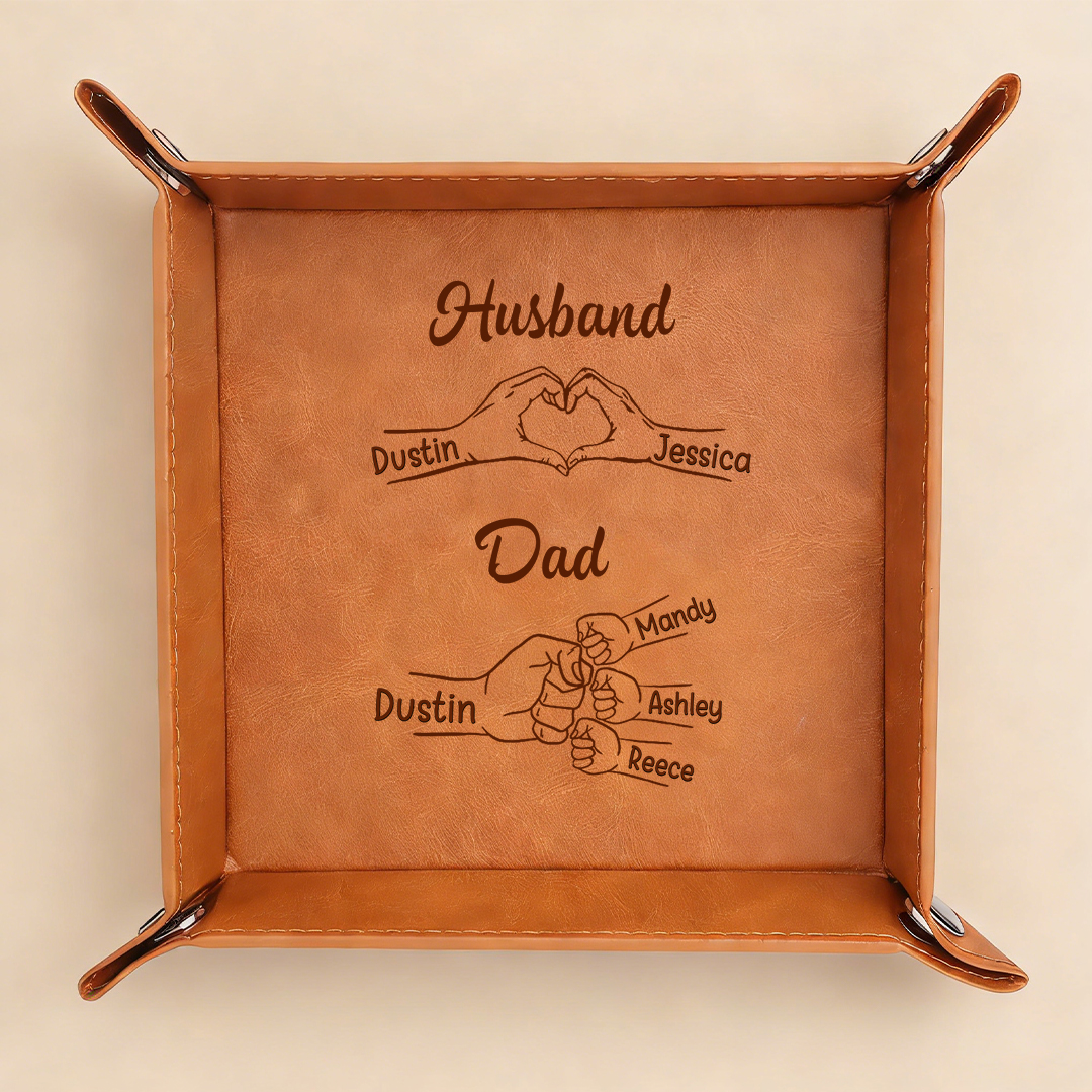Personalized Leather Valet Tray Gift for Dad & Husband