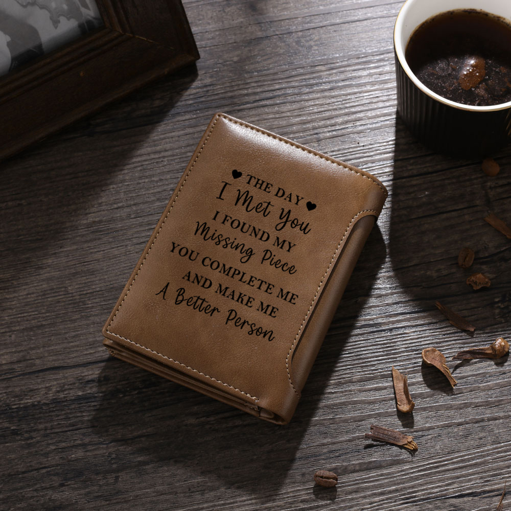 Personalized PU Leather Wallet with Message for Men