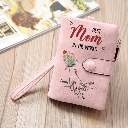 Personalized Pink Wristlet Purse Wallet for Mom or Grandma