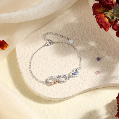 Personalized Infinity Heart Bracelet Mom Birthstones Bracelet Customized With 2–6 Names