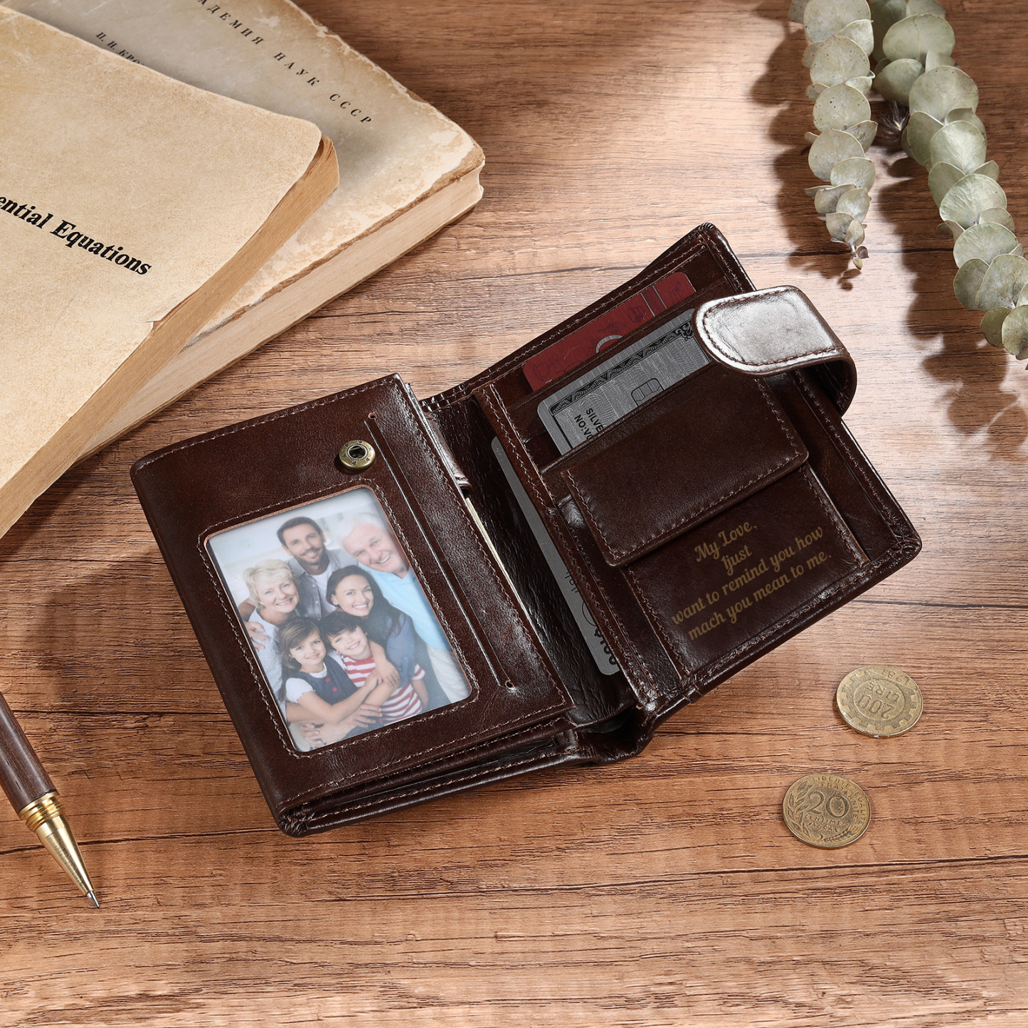 Personalized Leather RFID Blocking Bifold Wallet for Men with Snap Closure