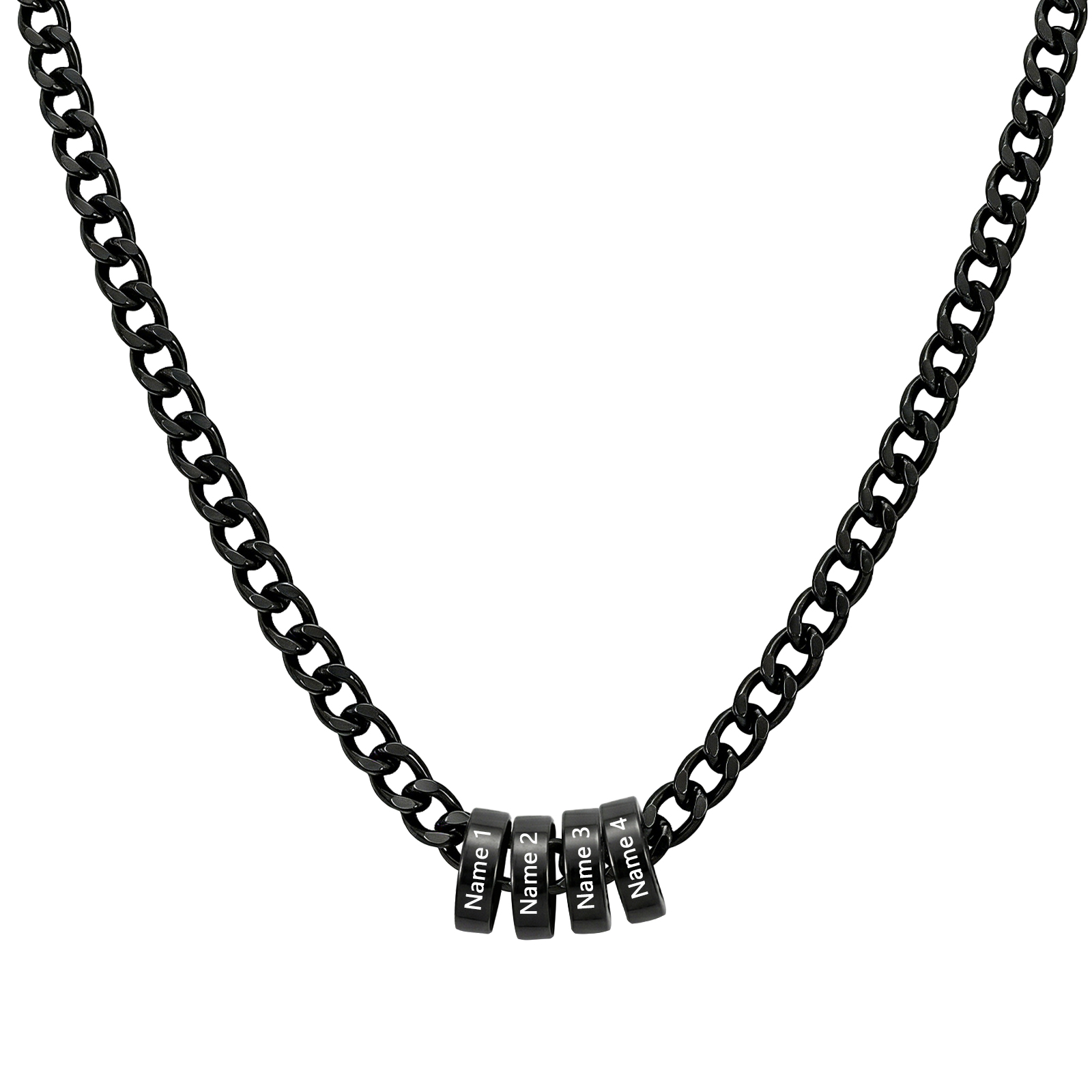 Personalized Stainless Steel Men’s Necklace Custom With 2-6 Name Beads For Men Dad Husband