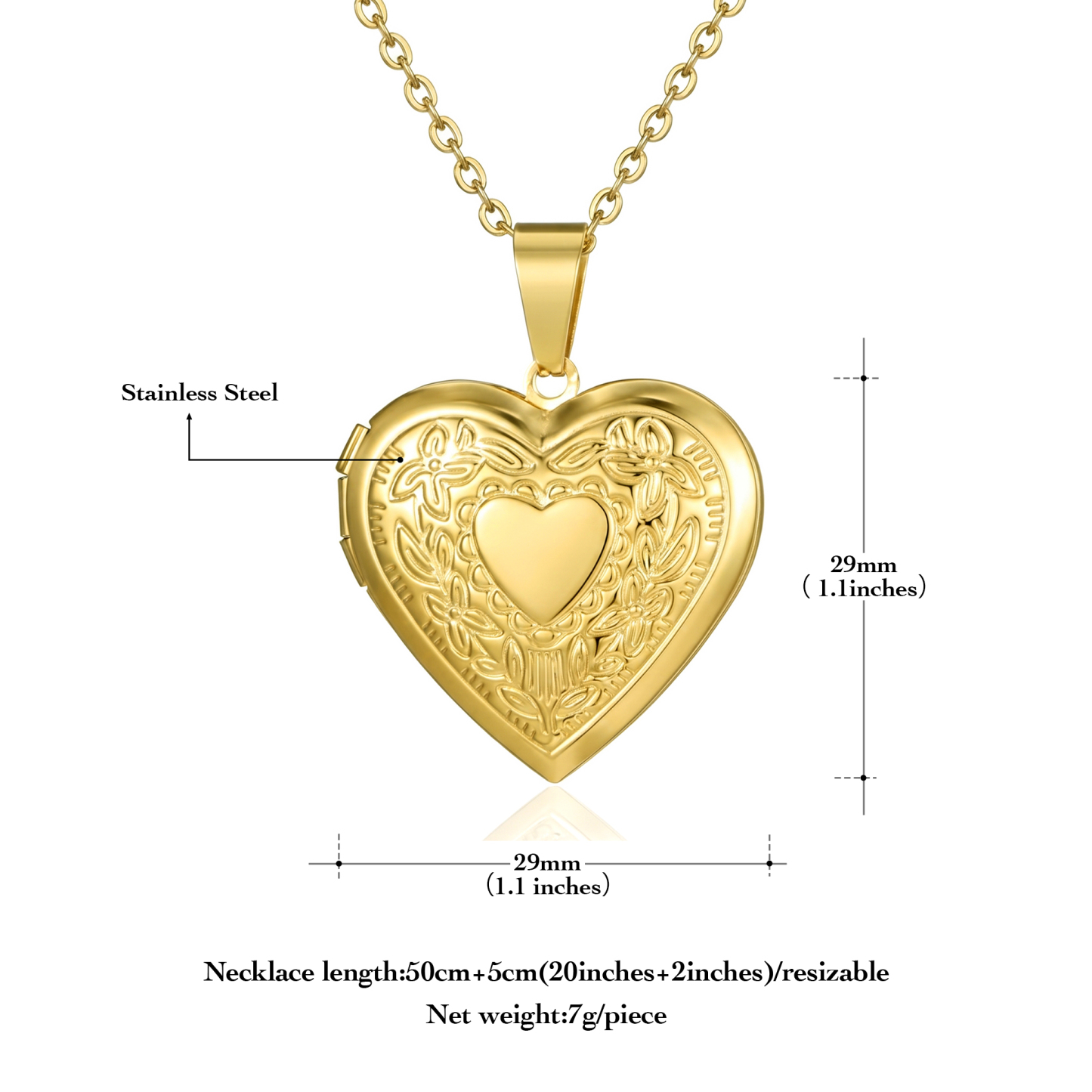 Personalized Heart Locket Necklace NFC Engraved Name