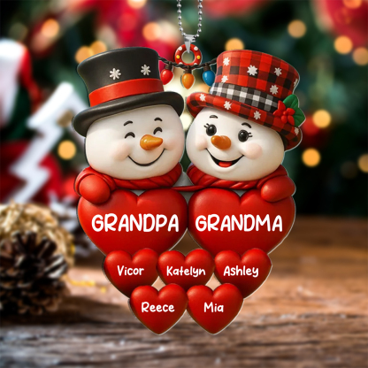 Personalized Snowmen Christmas Tree Ornament with Family Names