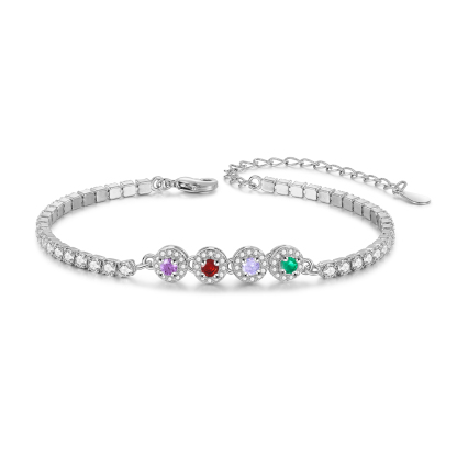 Personalized Birthstone Tennis Bracelet with 2–5 Stones