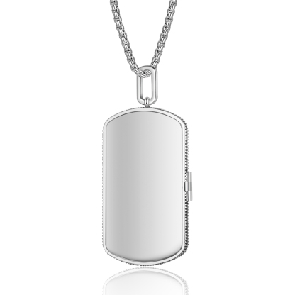 Personalized Dog Tag Locket Necklace for Men with Engraving and 2 Photos
