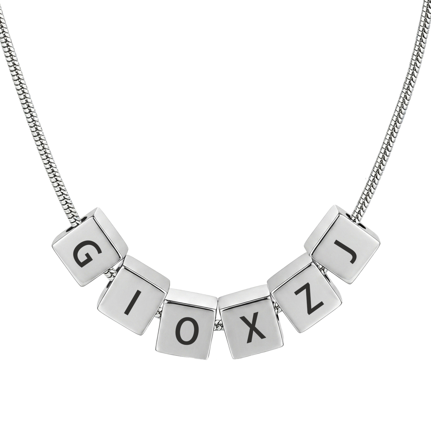 Personalized Men's Stainless Steel Necklace With Letter Cube Gift For Him