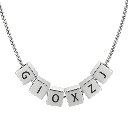 Personalized Men's Stainless Steel Necklace With Letter Cube Gift For Him