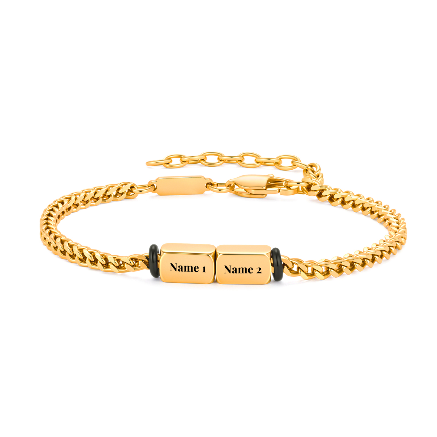 Personalized Men’s Bracelet With 2-5 Names Gold Cuban Link Bracelet Gift For Men