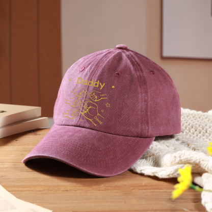 Personalized Washed Denim Baseball Cap Customized with 1-10 Names and Fist Bumps