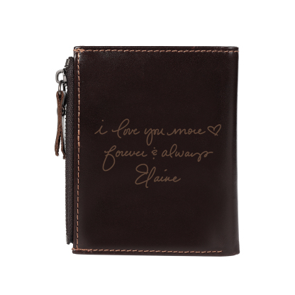 Personalized Leather RFID Bifold Wallet with Zipper for Men