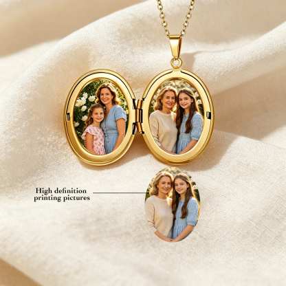 Personalized Locket Necklace Custom with Photo & Text NFC for Women