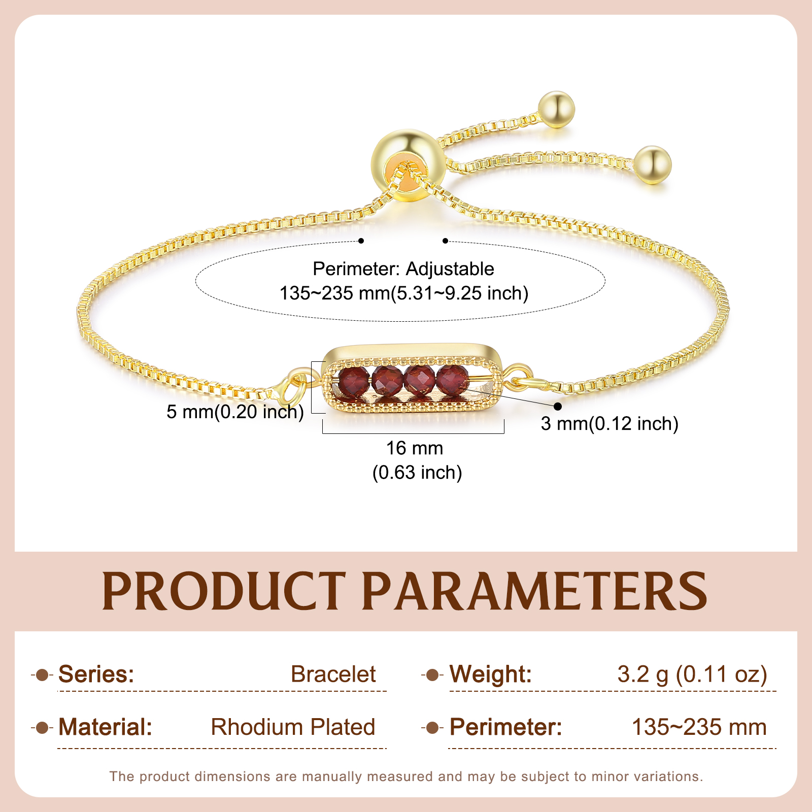 Personalized Bar Bracelet With Birthstone Adjustable Minimalist Design for Women