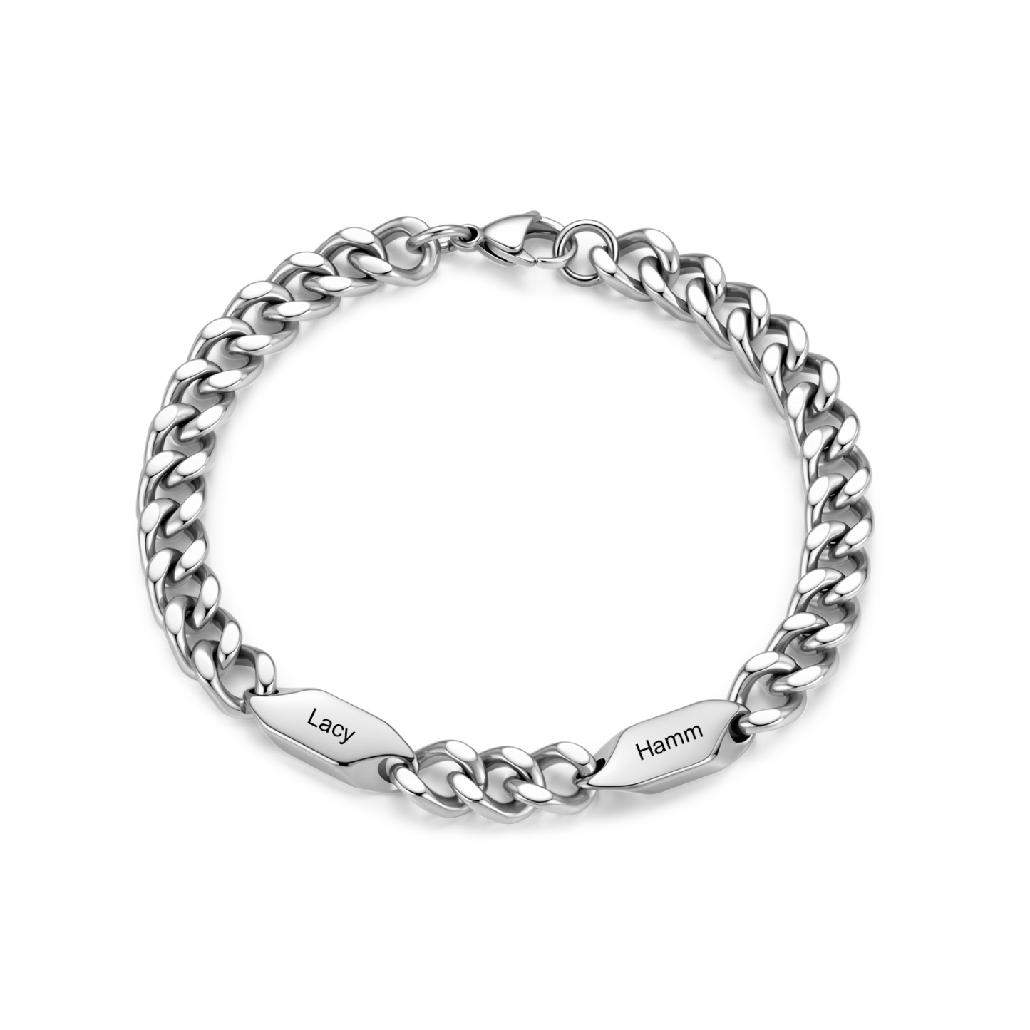 Personalized Stainless Steel Curb Chain Bracelet Custom With 1-5 Engraved Names Gift For Dad Husband Family