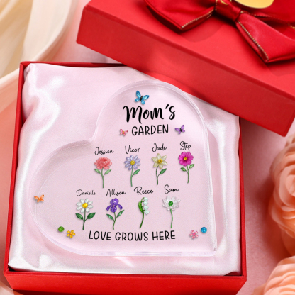 Personalized Acrylic Heart Plaque Mom Grandma's Garden Family Gift