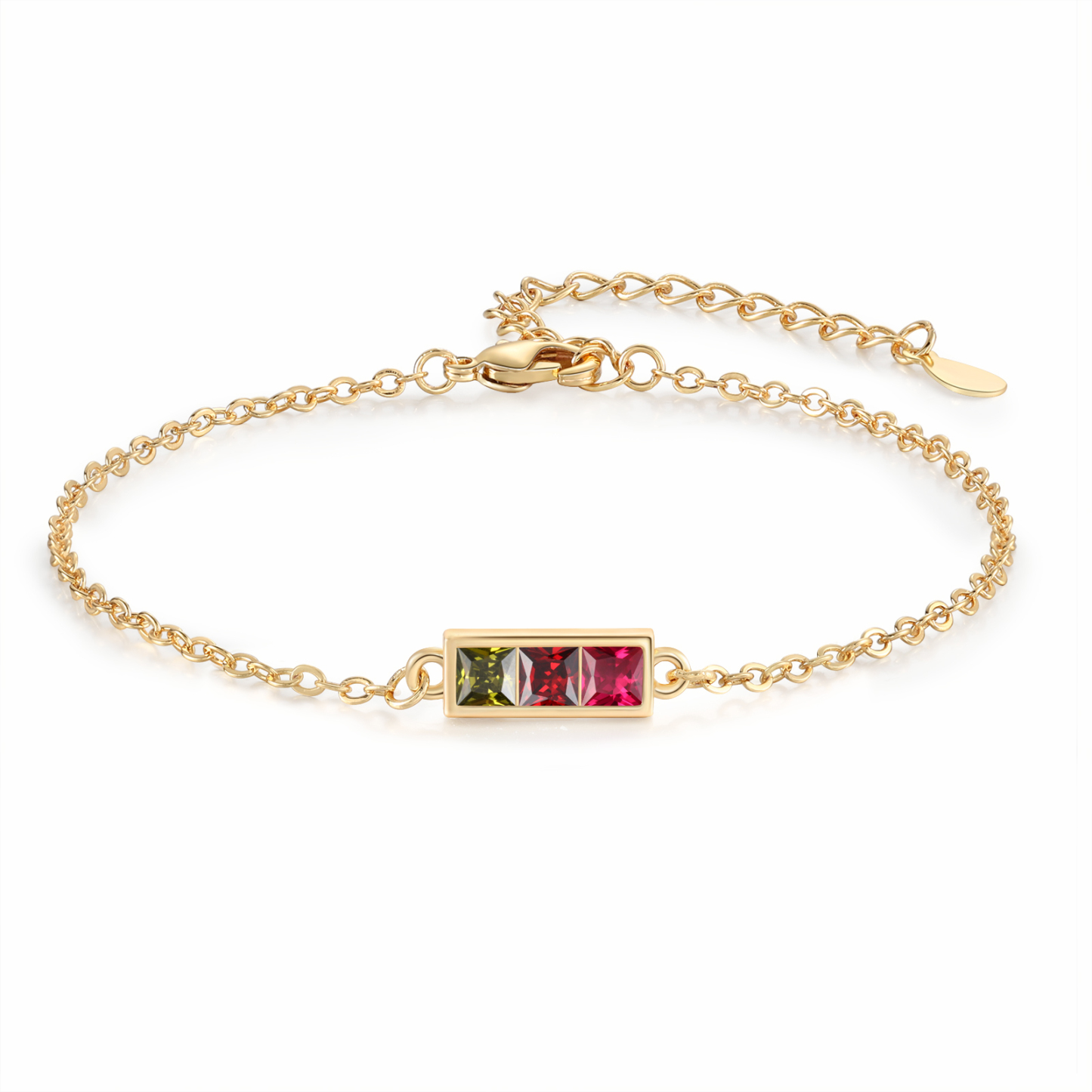 S925 Sterling Silver Family Birthstone Bracelet Customizable with 1–6 Stones Minimalist Gold Bracelet