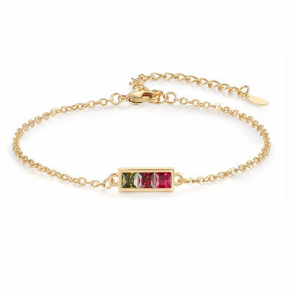 S925 Sterling Silver Family Birthstone Bracelet Customizable with 1–6 Stones Minimalist Gold Bracelet